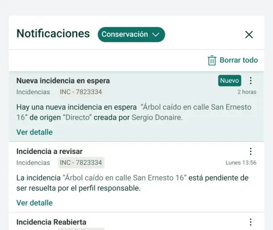 Configuración de los canales de notificación de las incidencias