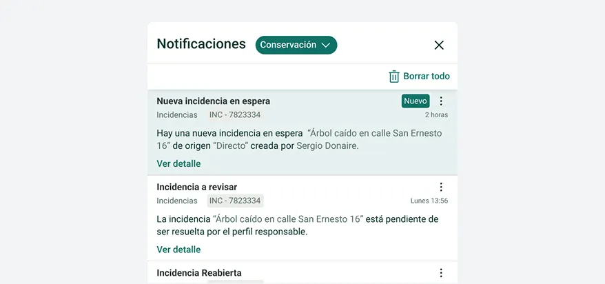 Configuración de los canales de notificación de las incidencias