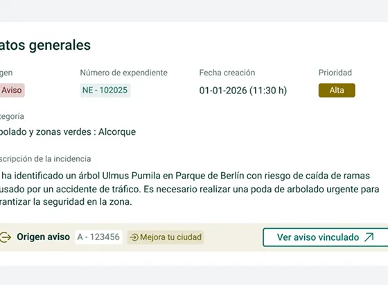 Arbomap conectado con una plataforma externa de avisos ciudadanos