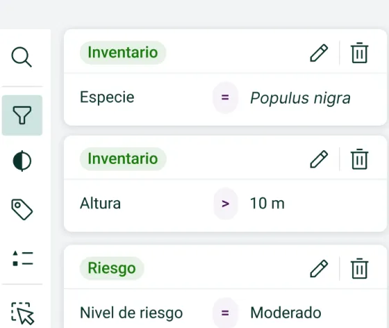 Constructor de filtros por expresiones sobre los datos del inventario