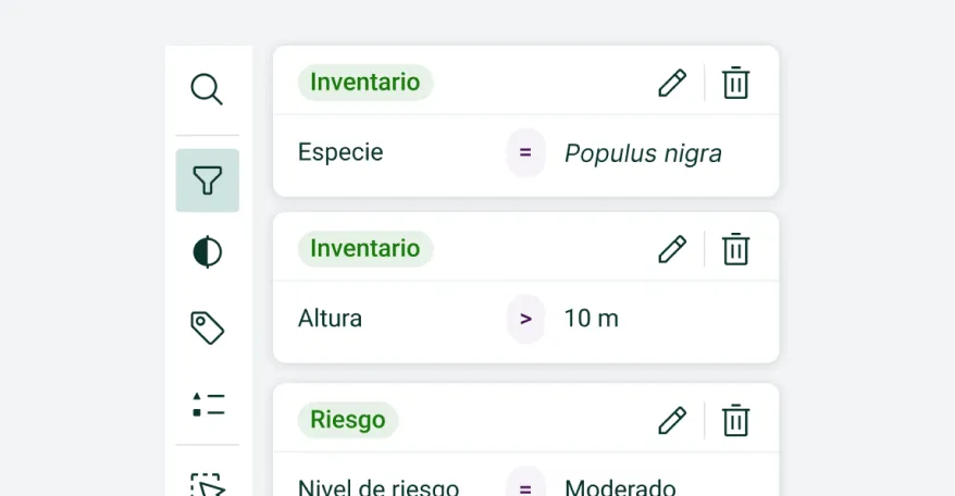 Constructor de filtros por expresiones sobre los datos del inventario